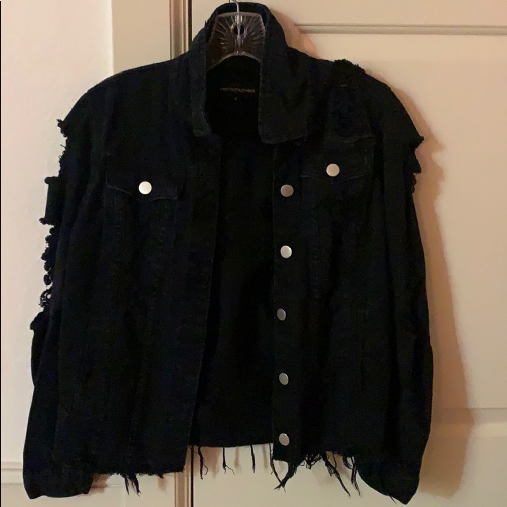 black ripped denim jacket